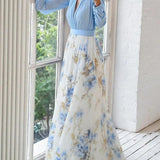 Weronika | Rochie maxi impresionantă cu imprimeu floral și decolteu în V