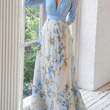 Weronika | Rochie maxi impresionantă cu imprimeu floral și decolteu în V