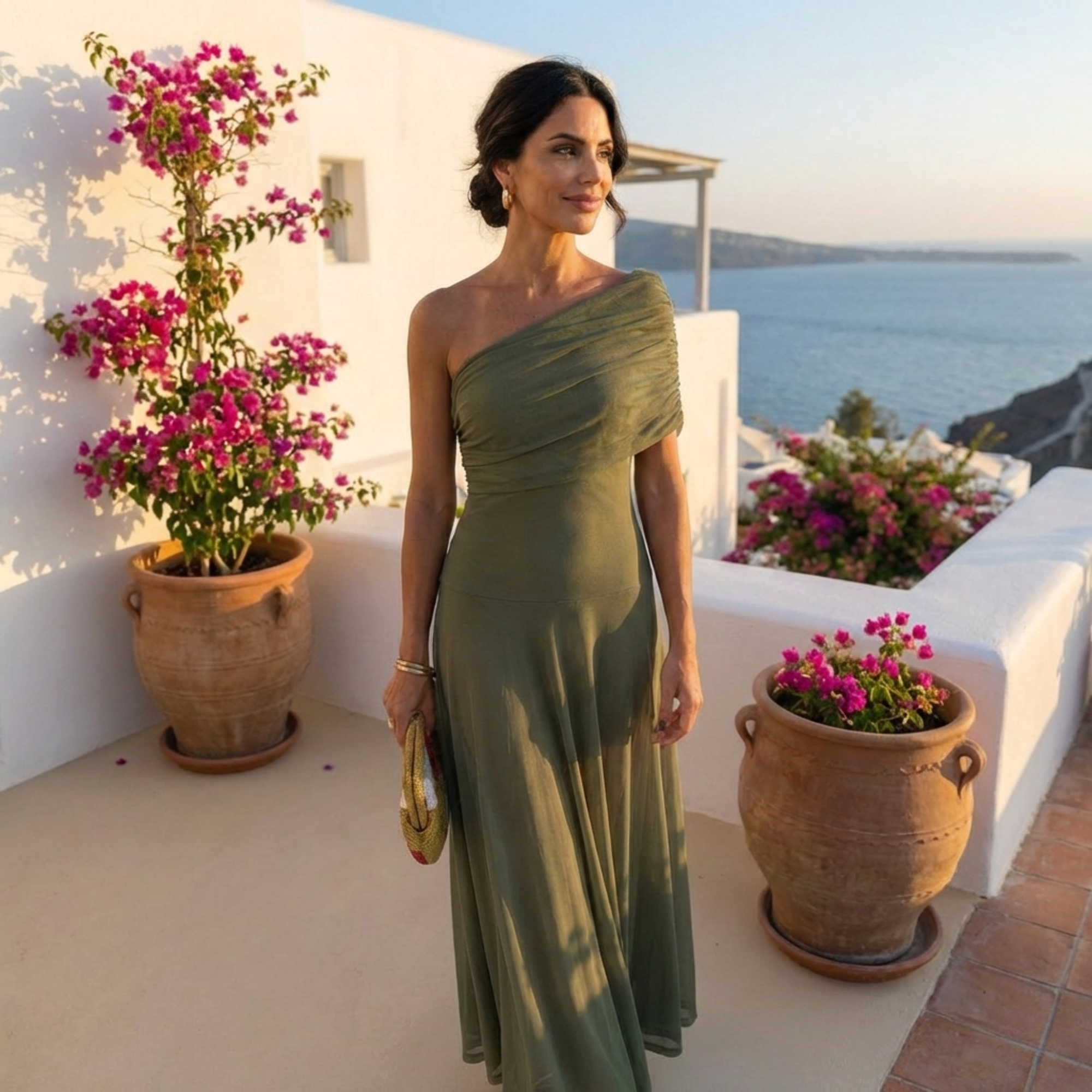 Uma – Rochie Lungă Fluidă cu Design Elegant