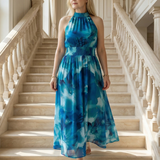 Sylin | Rochie Midi Halter cu Pliuri