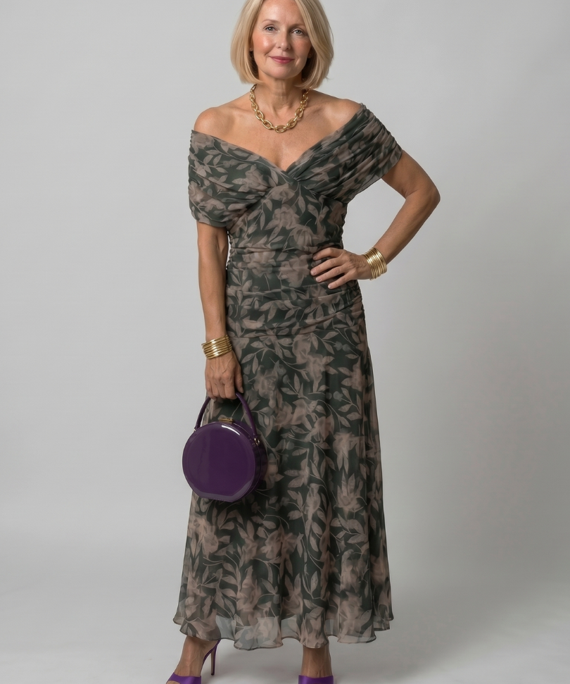 Calen | Rochie Midi Off-Shoulder Fluidă