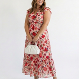 Lila | Floral V-Neck Tiered Midi Dress
