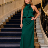 Nopal | Rochie Midi fără Mâneci cu Guler Drapat