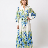 Harper | Rochie Maxi Florală cu Mânecă Lungă și Nasturi pe Față