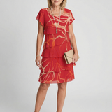 Helga | Rochie Midi Moale cu Print Abstract