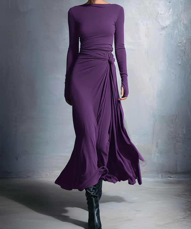 Ilinca | Rochie maxi cu nod lateral