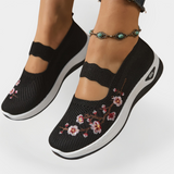 Pantofi ortopedici cu flori brodate