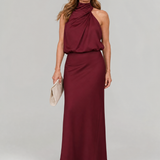 Nopal | Rochie Midi fără Mâneci cu Guler Drapat