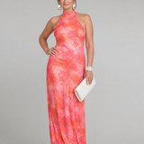 Coraline | Rochie Maxi Halter cu Imprimeu