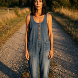 Daria | Salopetă Casual din Denim cu Nasturi