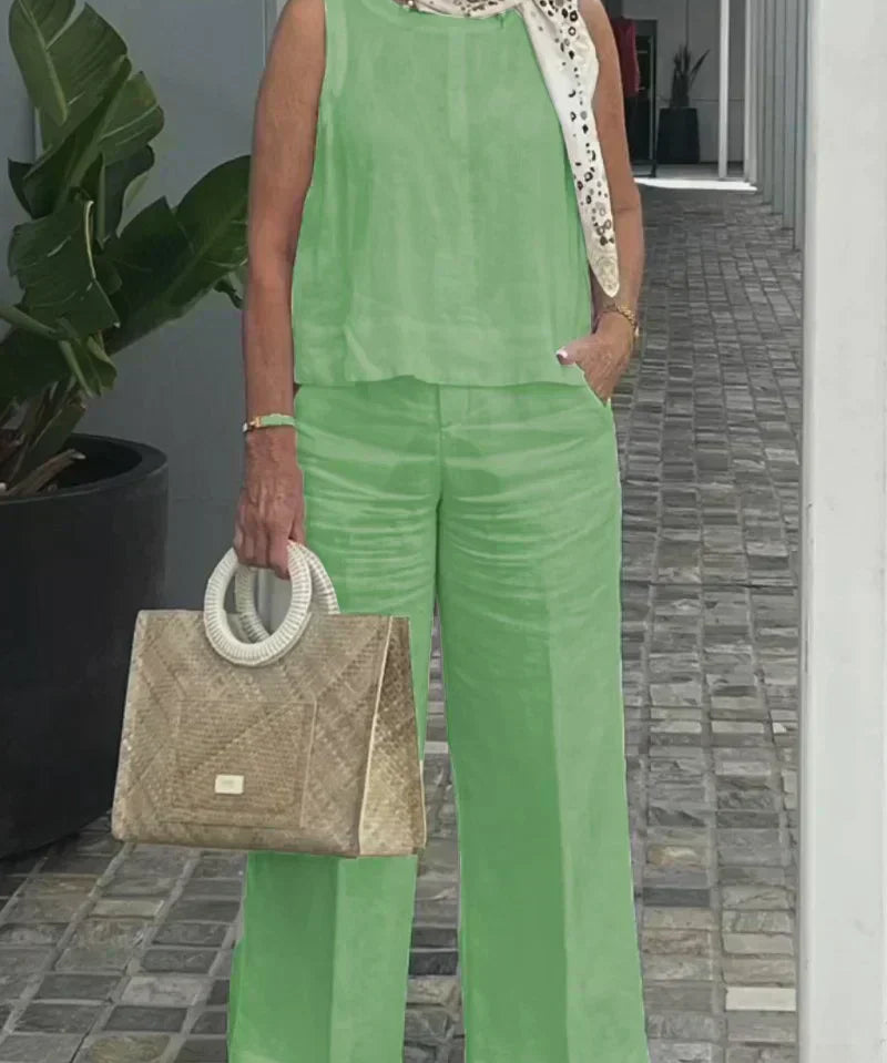 ZURI – COSTUM FĂRĂ MÂNECI DIN BUMBAC ȘI IN