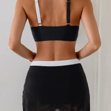 Vivian | Costum de baie din două piese cu fustă în culori bloc