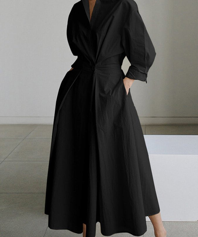 Clémence – Rochie de Damă Lungă Elegantă Fluidă din Material Ușor