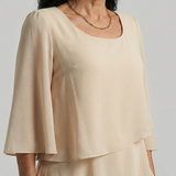 Zita | Rochie Midi Stratificată cu Mâneci Clopot