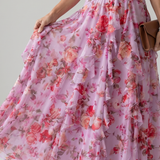 Nori | Rochie Maxi Halter cu Corset Încrețit și Imprimeu Floral