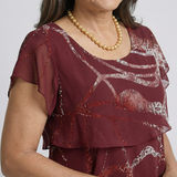 Flóra | Rochie Midi cu Print Abstract Compus