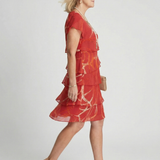 Helga | Rochie Midi Moale cu Print Abstract