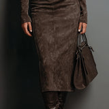 Susana | Rochie midi lungă maro