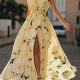 Anna | Rochie Maxi Florală Verde Deschis cu Un Umăr