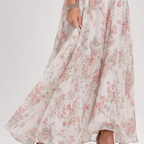 Guinevere | Rochie Midi cu Imprimeu Floral și Fustă Fluidă