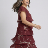 Flóra | Rochie Midi cu Print Abstract Compus