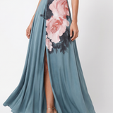 Olympas | Rochie Maxi cu Corset Halter și Fustă Florală