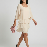 Zita | Rochie Midi Stratificată cu Mâneci Clopot