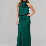 Nopal | Rochie Midi fără Mâneci cu Guler Drapat