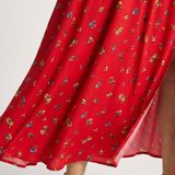 Delphine | Rochie Midi Florală cu Decolteu Pătrat și Mânecă Bufantă