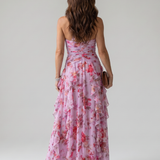 Nori | Rochie Maxi Halter cu Corset Încrețit și Imprimeu Floral