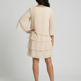 Zita | Rochie Midi Stratificată cu Mâneci Clopot