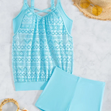 Cristal | Set de tankini cu dantelă care acoperă burtica