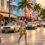 Sarolta | Rochie Midi cu Print Abstract