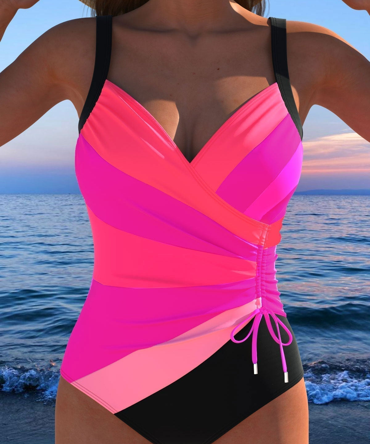 Costum de baie de lux cu imprimeu colorat