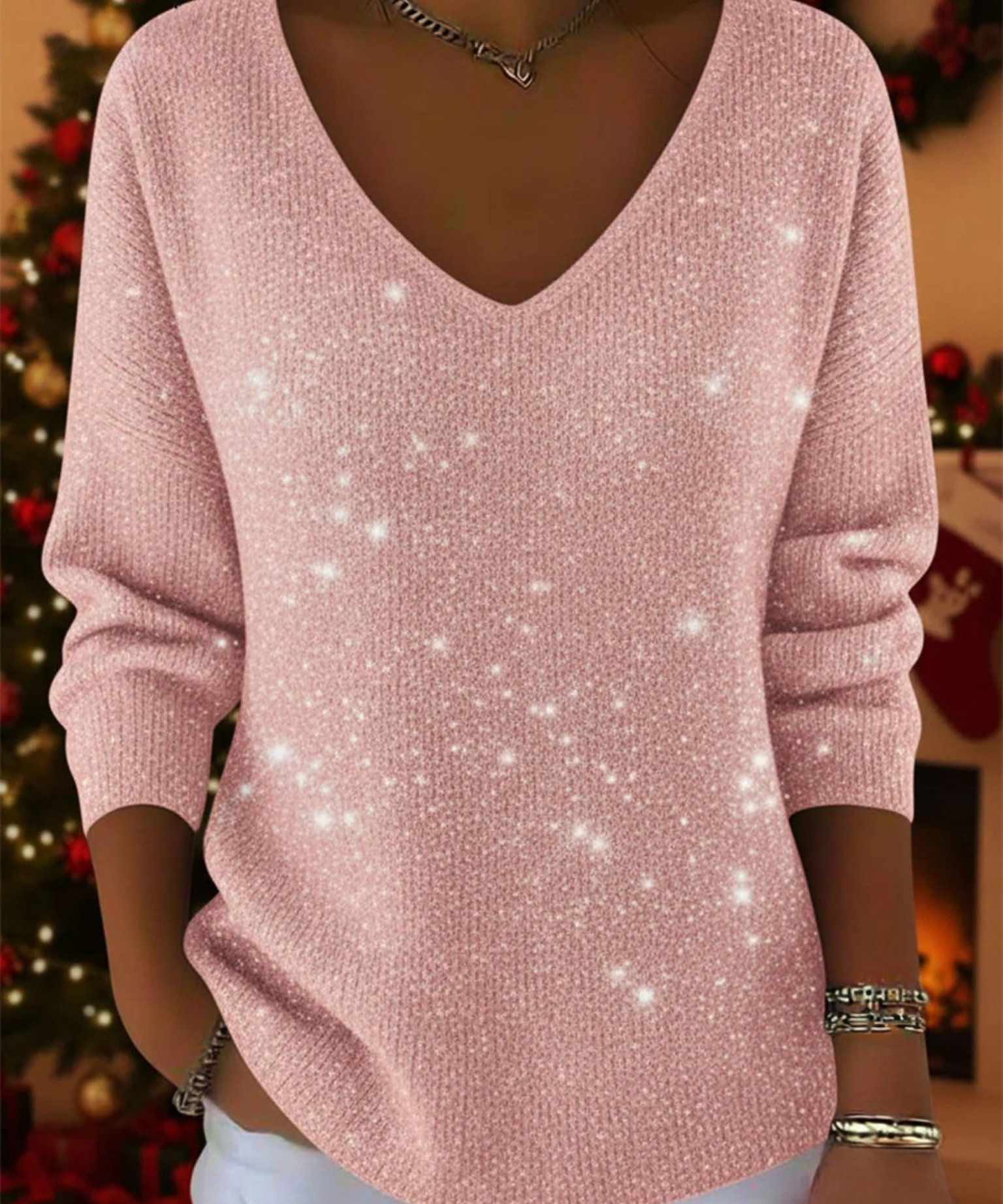 Adele | Pulover Festiv cu Decupaj în V