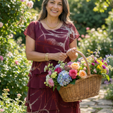 Flóra | Rochie Midi cu Print Abstract Compus