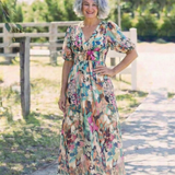 Eulalie | Rochie Midi cu Decolteu în V, Mânecă Scurtă și Talie Încrețită