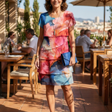Panna | Rochie Elegantă Midi cu Print Marmură