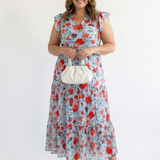 Lila | Floral V-Neck Tiered Midi Dress