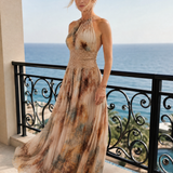Elavenue | Rochie Maxi Halter cu Talie din Dantelă