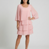 Zita | Rochie Midi Stratificată cu Mâneci Clopot