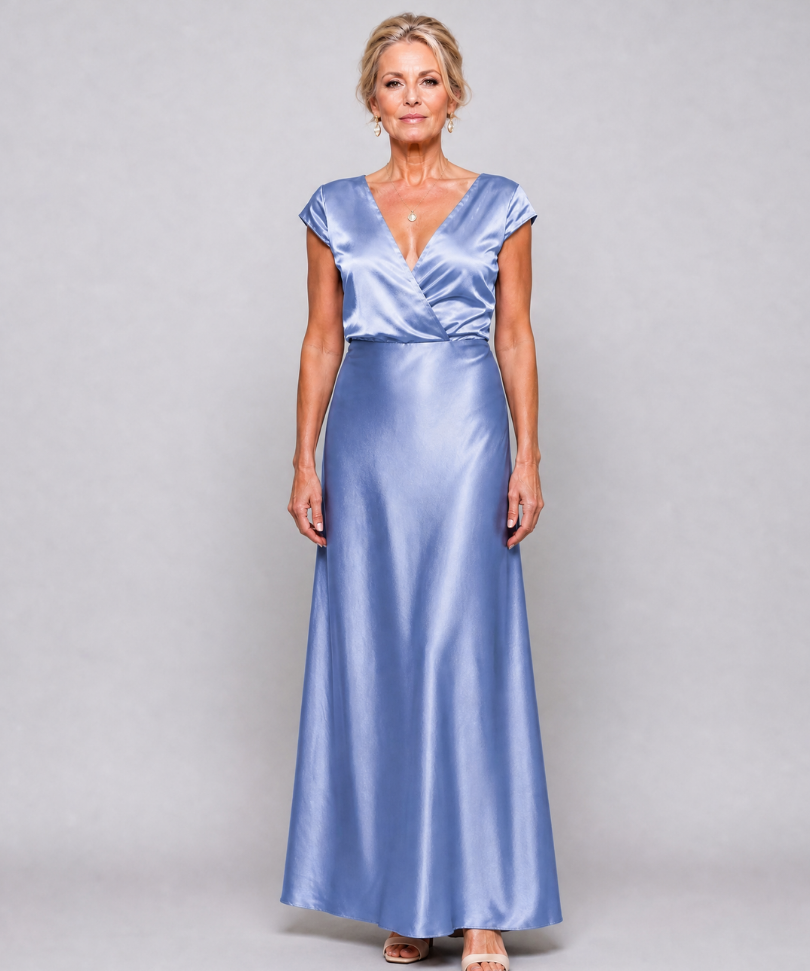 Samouse | Rochie Maxi cu Mâneci Scurte și Corset Înfășurat