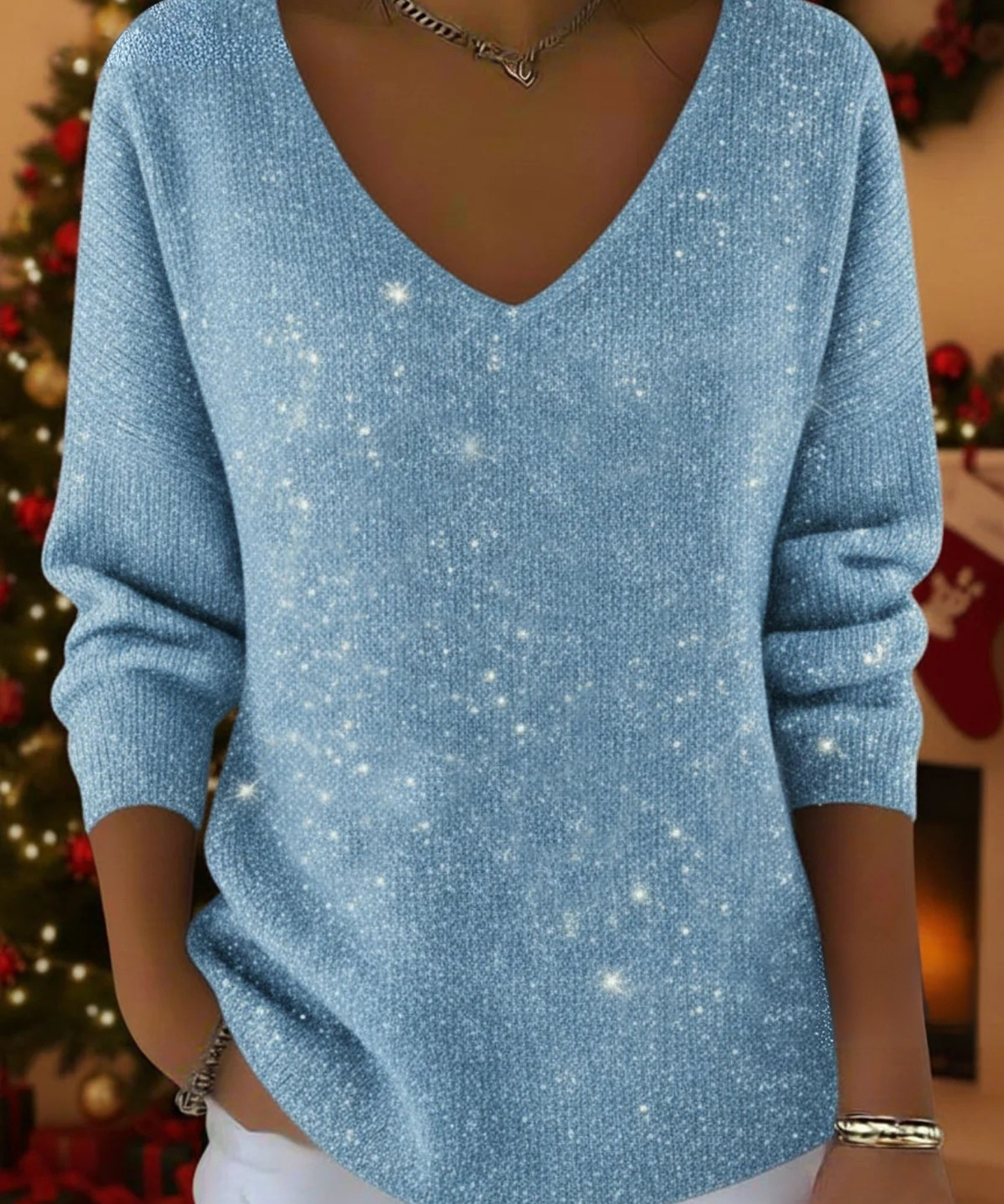 Adele | Pulover Festiv cu Decupaj în V