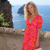 Willow | Rochie Midi Florală cu Decolteu în V și Mânecă Bufantă
