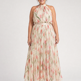 Aurelle | Rochie Midi Halter cu Imprimeu Floral