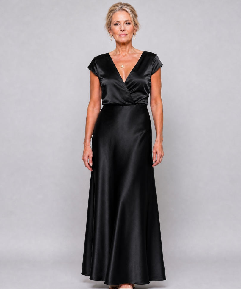 Samouse | Rochie Maxi cu Mâneci Scurte și Corset Înfășurat