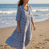 Elodie | Rochie Midi cu Imprimeu Romburi și Volane