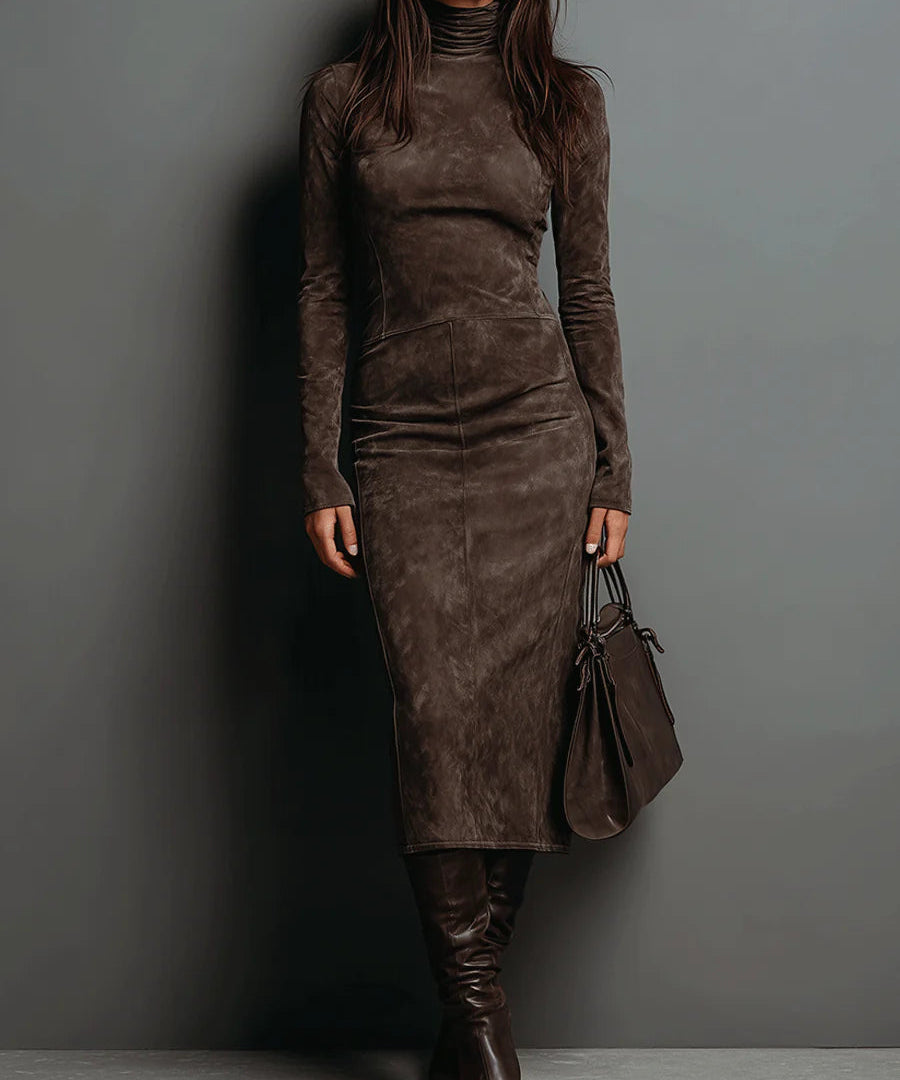 Susana | Rochie midi lungă maro