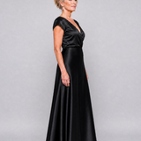 Samouse | Rochie Maxi cu Mâneci Scurte și Corset Înfășurat