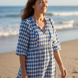 Elodie | Rochie Midi cu Imprimeu Romburi și Volane
